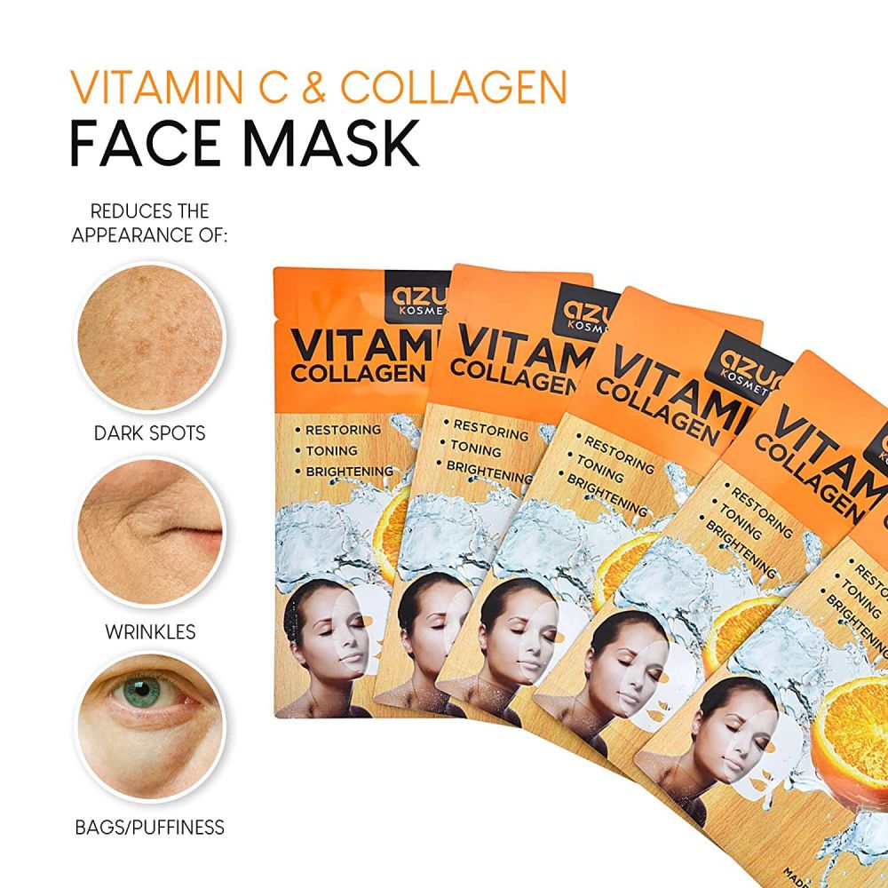 Pack of 10 Vitamin C and Collagen Moisturizing Facial Mask